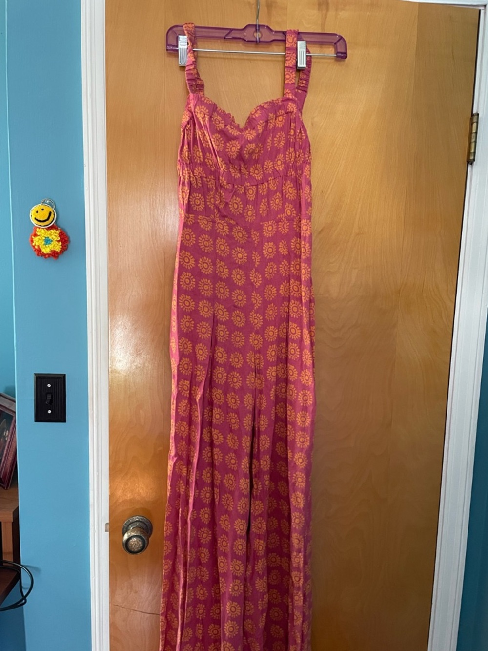 Urban Outfitters Pink and Yellow Sunburst Print Jumpsuit